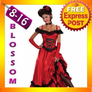 F38 Red MOULIN ROUGE BURLESQUE Western Saloon Girl Fancy Dress Costume