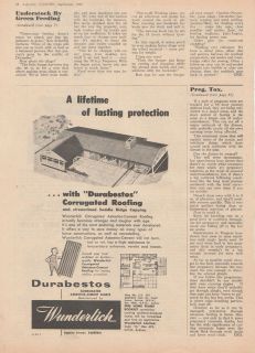   1959 DURABESTOS CORRUGATED ROOFING Advertisement ASBESTOS CEMENT