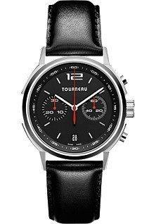 Tourneau Mens Watch Black Dial Red Hands TNY Collection Ultra Slim 