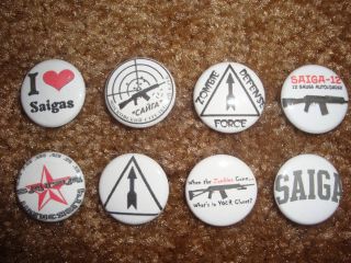 SAIGA 12 Shotgun Buttons Pins Badges Izhmash AK 47 Zombie Apocalypse 
