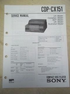 Sony Service Manual~CKP CX1​51 Compact Disc Player/CD~Orig​inal 