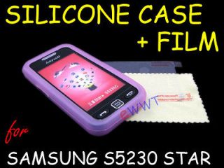Pink Silicone Soft Cover Case+LCD Film for Samsung S5230 Tocco Lite 
