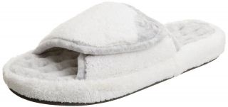 Isotoner White Womens Microterry Spa Slide Indoor/Outdoor Slipper