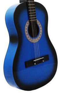 NEW Crescent Beginners BLUE Acoustic Guitar+PICK+ST​RING+LESSON
