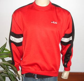 mens *1980s FILA BRAND* red vtg striped sweatshirt ski sweater (S 