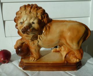 STAFFORDSHIRE PERFORMING LION FIGURE MANTLE LARGE & LOVELY POTTERY 