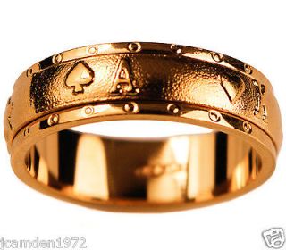   or mens WEDDING BAND POKER SPIN 18K yellow gold overlay ring size 13