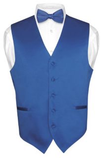Mens ROYAL BLUE Dress Vest BOWTie Set for Suit or Tuxedo Medium