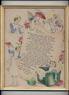 Nurses Prayer. 1930s framed color print