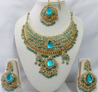   Bollywood Style Kundan Diamante Necklace Set Fashion Jewelry ECL