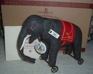 STEIFF Club Felt Elephant on Wheels, #420115, NEW, Mint NRFBox