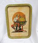 Antique 1926 Metal Serving Tray   With Norman Rockwell Print   Curtis 