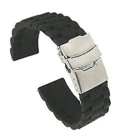 18MM BLACK SILICONE RUBBER DIVER WATCH BAND STRAP FITS ROLEX