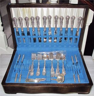 BIRKS STERLING SILVER FLATWARE LOUIS XV FOR 8+, BOX 64 PIECES