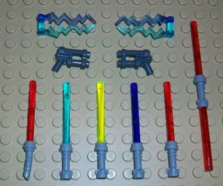 LEGO STAR WARS 10 LIGHTSABERS GUNS & LIGHTNING WEAPONS NEW PARTS for 