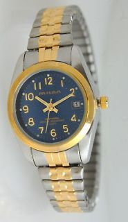 Milan Womens Two Tone Stretch Watch with Blue Dial