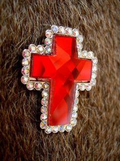 RED CRYSTALS CROSS BLING CONCHOS SADDLE HEADSTALL HORSE TACK C110