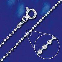 Sterling Silver Round Bead Necklace 18 Ball Chain Diamond Cut 925 