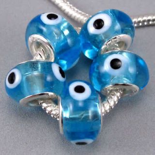 Newly listed 5pcs Evil Eye.Light Blue Murano Glass Beads Fit Charm 