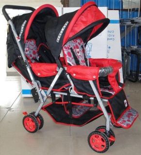 DOUBLE Stroller Baby Strollers RED BEBELOVE 2 Seats Multiple Multi 
