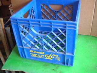 vintage blue dairy milk crate container plastic 1986
