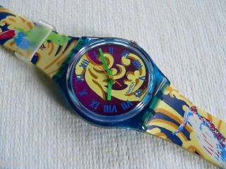 1992 Vintage Swatch Black Watch White Dial Ref.018