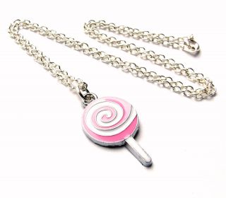   Swirl Enamel Lollipop/Lolly/Sweet Charm Necklace, Kawaii/80s/Cute
