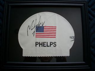 Michael Phelps Autographed Speedo Swim Cap FRAMED​.