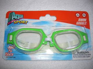 NEW GREEN Aqua Sport Swim Swimming Goggles Adjustable Strap age +7 