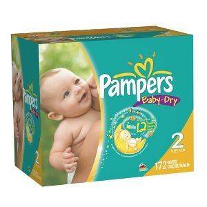 Pampers Baby Dry 172 count, Size 2 diapers boys girls cheap