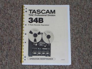 Tascam 34B Reel to Reel Tape Deck Manual Pro Bound
