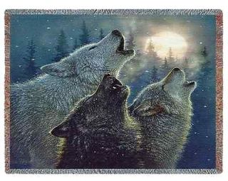 WOLF PACK WOLVES LODGE WILDLIFE TAPESTRY THROW BLANKET