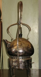 Antique Silver Plate Samovar Tea Pot Kettle on stand Peter Behrens