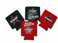 PBR Pro Bull Riding Can Coozie Cooler Koozie Black Red (Set of 6)