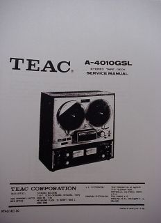 TEAC A 4010GSL TAPE DECK SERVICE MANUAL 62 pages