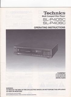 TECHNICS SL P405C/406C CD PLAYER Owners Manual