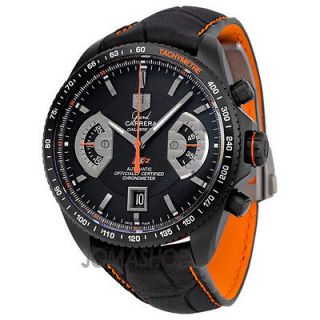 Tag Heuer Grand Carrera Black Dial Leather Automatic Chronograph Mens 