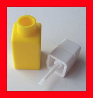 YELLOW PRENTEND PLAY TOY NAIL POLISH BOTTLE REALLY OPENS DRESS UP 