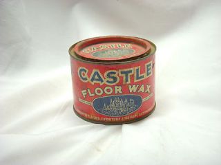 VINTAGE CASTLE FLOOR WAX Tin can english & french instructions