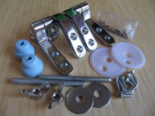 NEW chromed TOILET SEAT HINGE SETS with SLIPFIX*fixings for a secure 