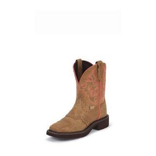 NEW with BOX! L9604 Justin Womens Toast Brown Square Toe Cowboy 