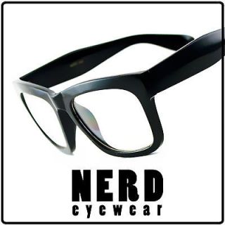   Womens Mens Smart Oversized Thick Frame Nerd Eyewear Glasses Black New