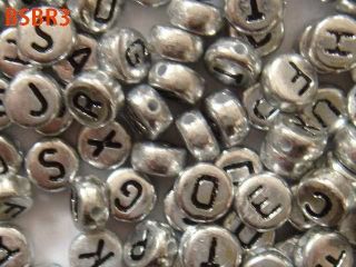 Silver coin initial Acrylic Alphabet Single letters A Z charm spacer 