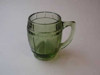  Green Glass Miniature Mini Handled Barrel Shot Glass Toothpick Holder