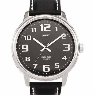 Timex Mens Classic Watch Black Leather Band 50m Wr Mineral Crystal 
