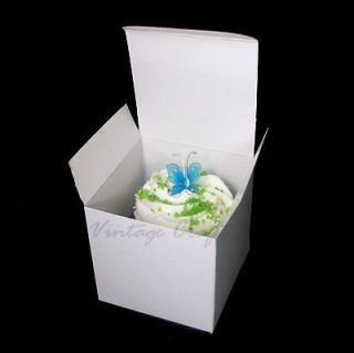 Cupcake Cookie Candy Wedding Favor Treat Gift Box 3x3 50bx WHITE