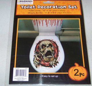 HALLOWEEN Party Prop TOILET SEAT DECORATION SET Create A Scene Bloody 