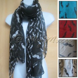 Moustache Print Fashion Scarf Womens New Casual Oversize Scarves PAPA 
