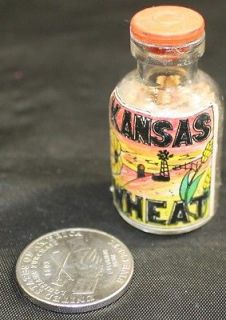 VTG Tiny Clear Glass Souvenir Kansas Wheat Seeds 1.5 Tall