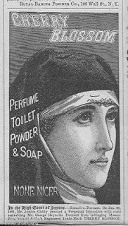 1890 Antique Cherry Blossom Perfume Toilet Soap Religious NUN Ad